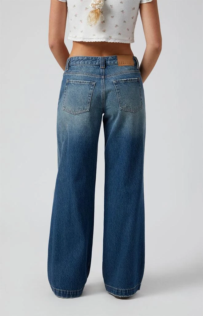 PacSun Casey Ripped Knee Low Rise Baggy Jeans Medium Indigo 4