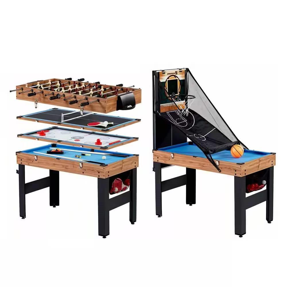 Hivvago 5-in-1 Game Table - Foosball Pool Basketball Ping Pong and Slide Hockey