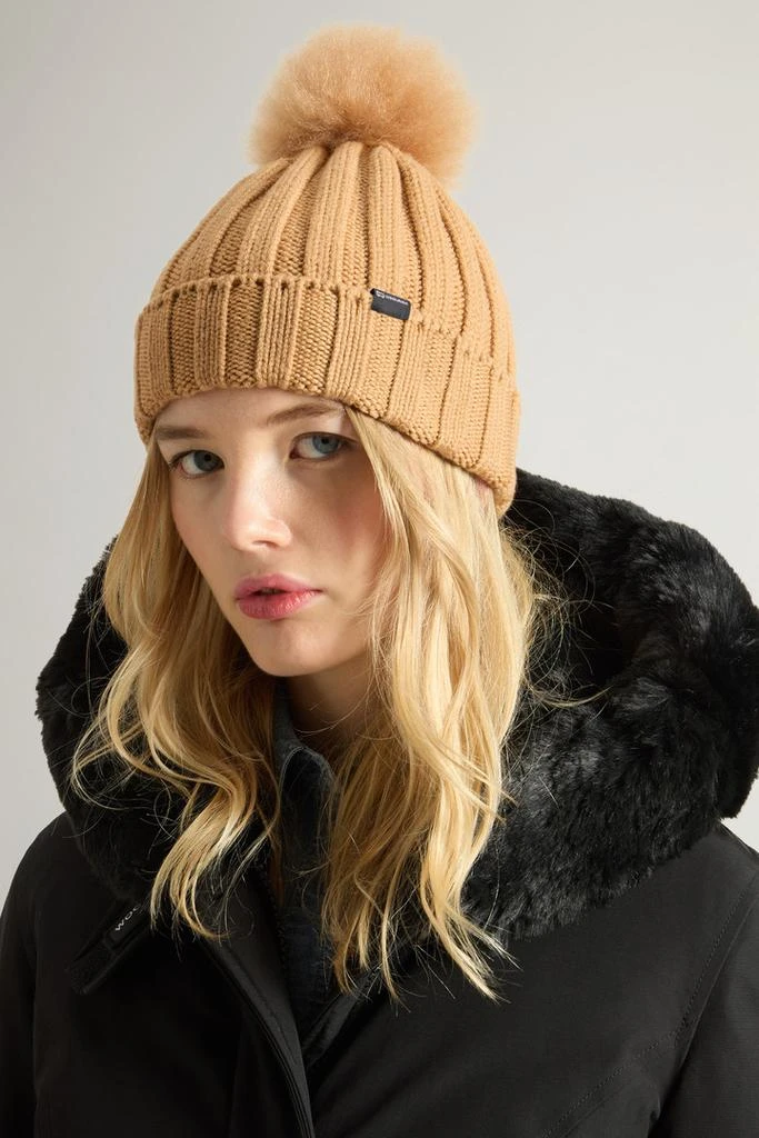 WOOLRICH Beanie in Pure Virgin Wool with Cashmere Pom-Pom - Women - Green 5