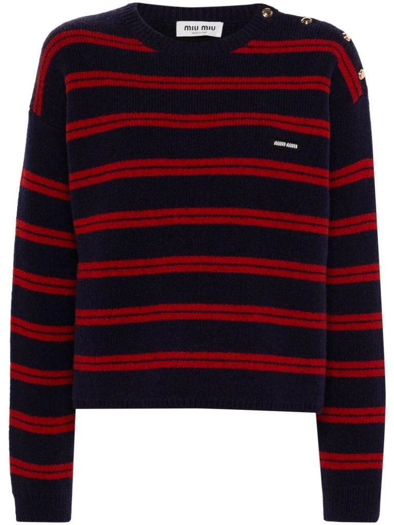 Miu Miu Miu Miu Roundneck Striped Sweater 1