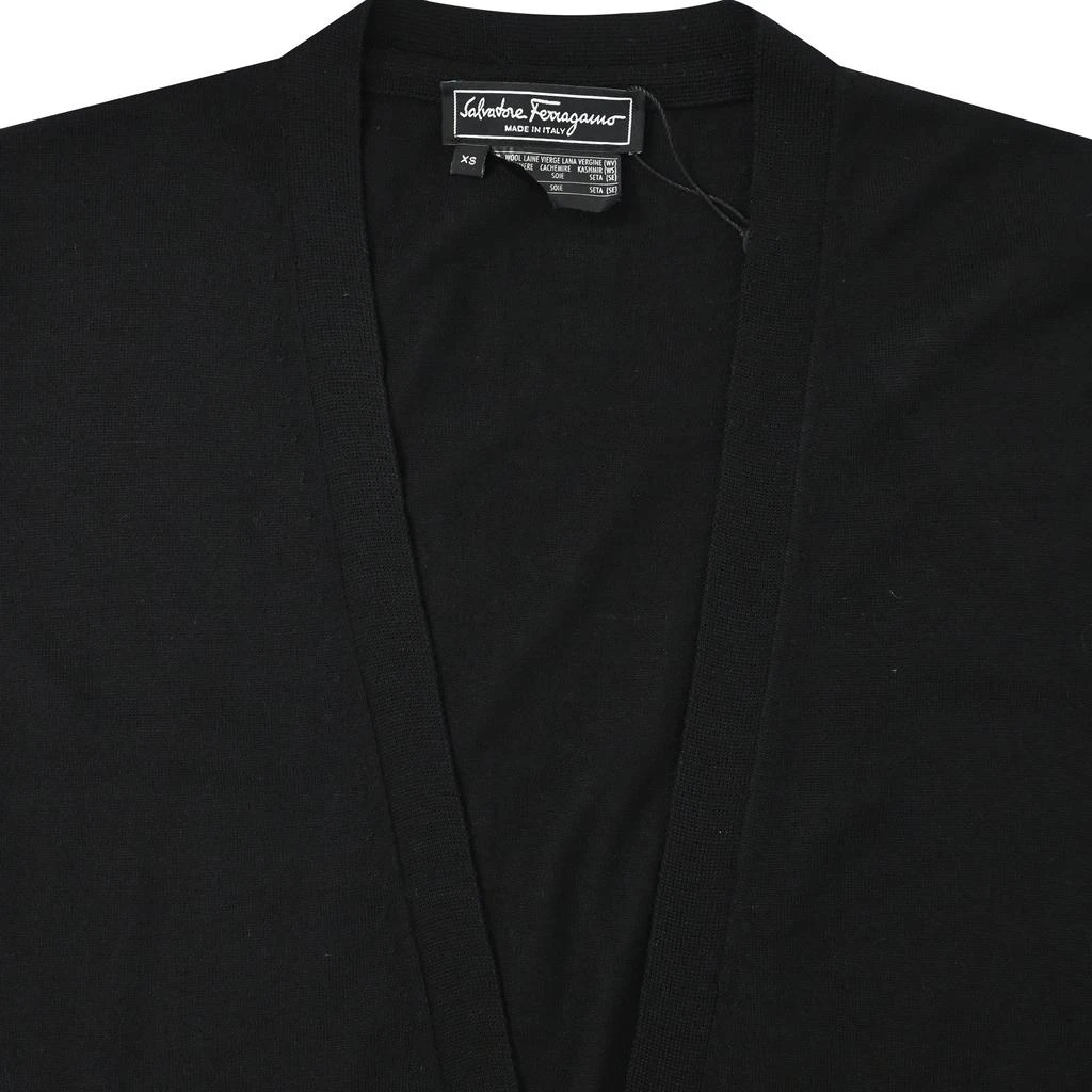 Salvatore Ferragamo Ferragamo V-neck Long Cardigan in Black Virgin Wool 5