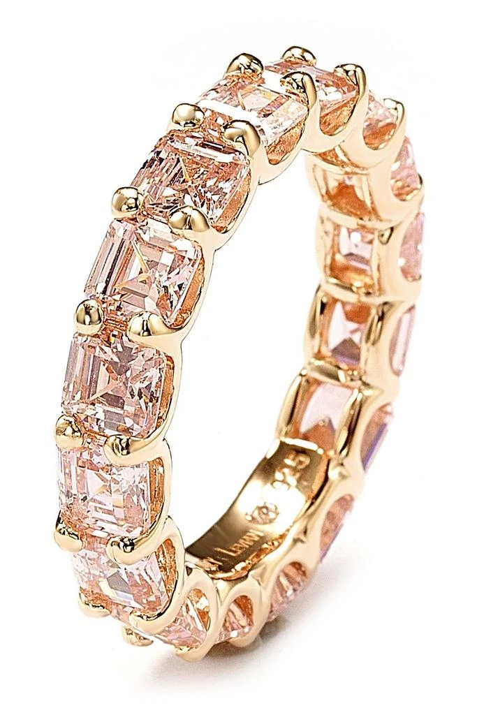 Suzy Levian Rose-Tone Sterling Silver Princess-Cut CZ Eternity Ring