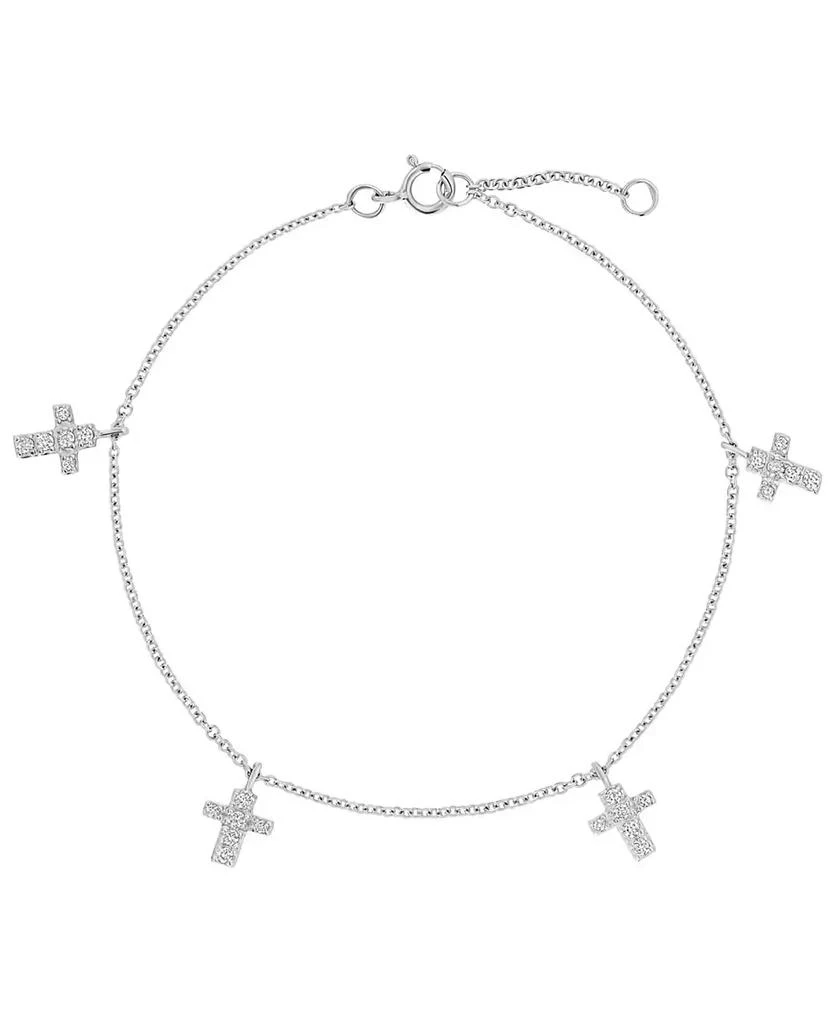 Macy
s Cubic Zirconia Cross Bracelet (0.24 ct. t.w.) in Sterling Silver