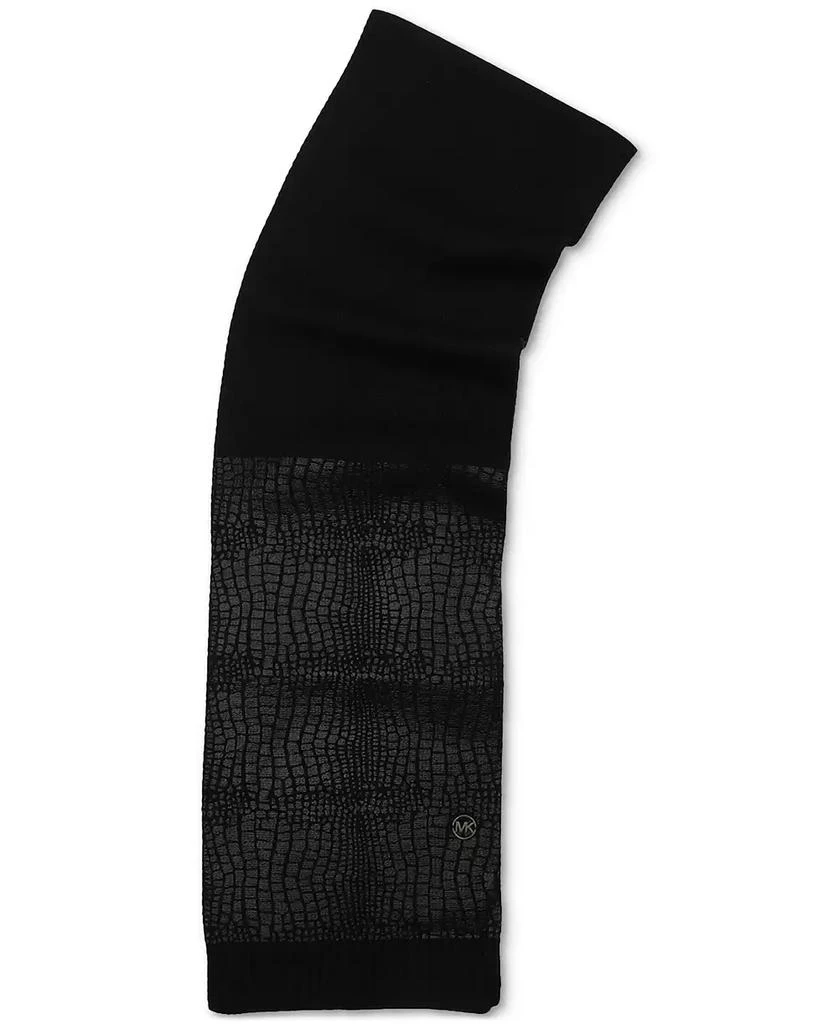 Michael Kors MICHAEL Logo Charm Ribbed Trim Croc-Embossed Scarf 5