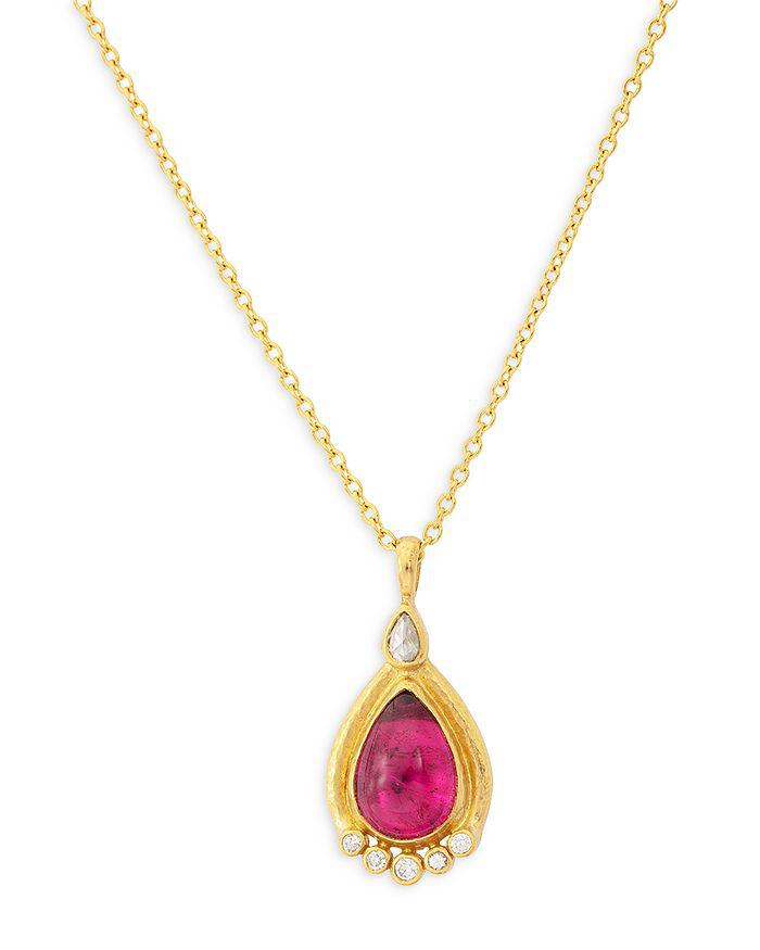 Gurhan 18 & 24K Yellow Gold Muse Pink Tourmaline Pendant Necklace, 16-18"