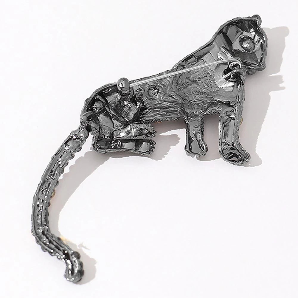 FASHNZFAB Stone Embellished Leopard Panther Pin Brooch 3