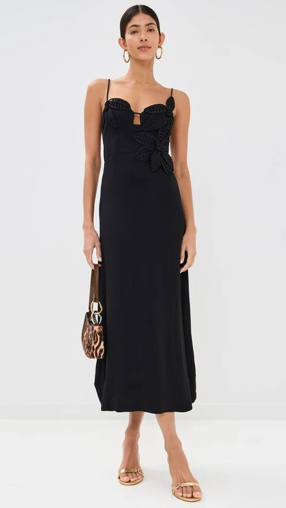 Farm Rio Black Flowered Bust Midi Dress 5