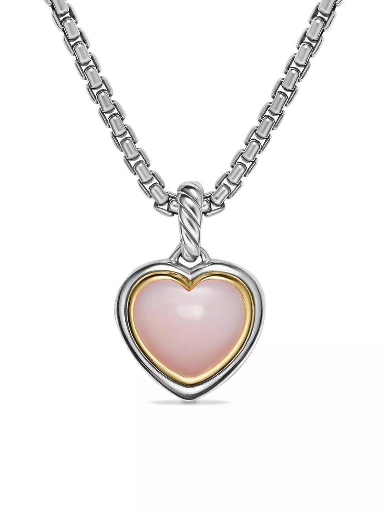 David Yurman Heart Amulet in Sterling Silver and 18K Yellow Gold with Pink Opal, 17MM 1