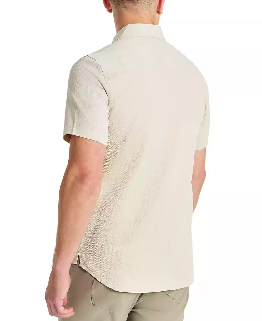 Kenneth Cole Men's Slim Fit Short-Sleeve Mixed Media Sport Shirt 2