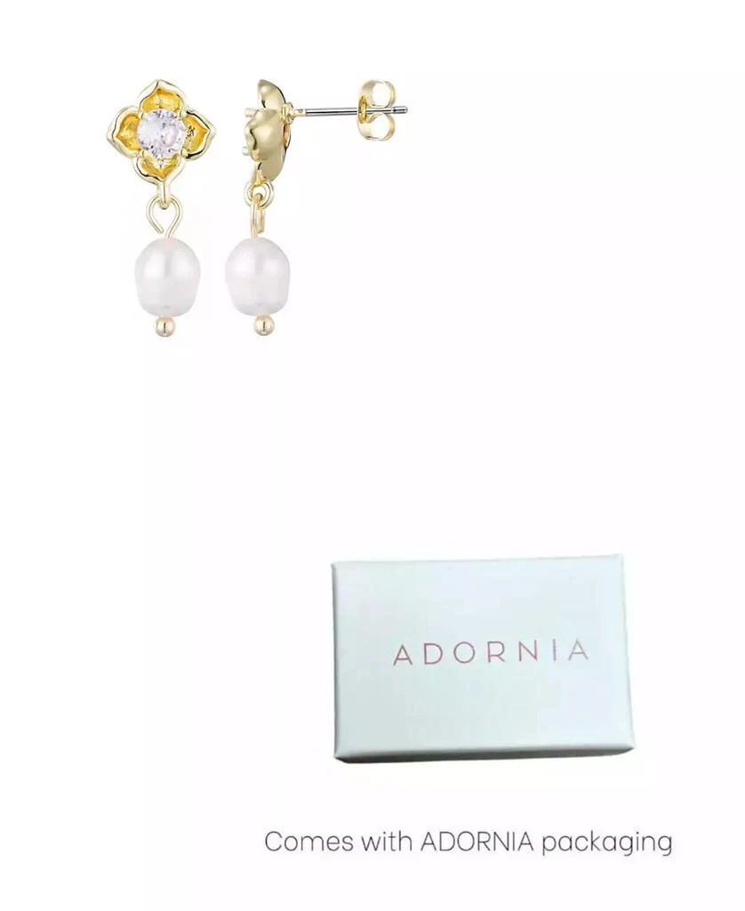 ADORNIA Gold Freshwater Pearl Crystal Flower Earrings 3