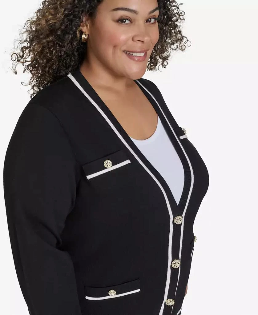 Karl Lagerfeld Paris Plus Size V-Neck Button-Front Cardigan, Exclusively at Macy's 5