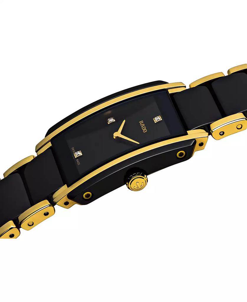 Rado Women's Swiss Integral Diamond Accent Black Ceramic & Gold-Tone Stainless Steel Bracelet Watch 23x33mm R20845712