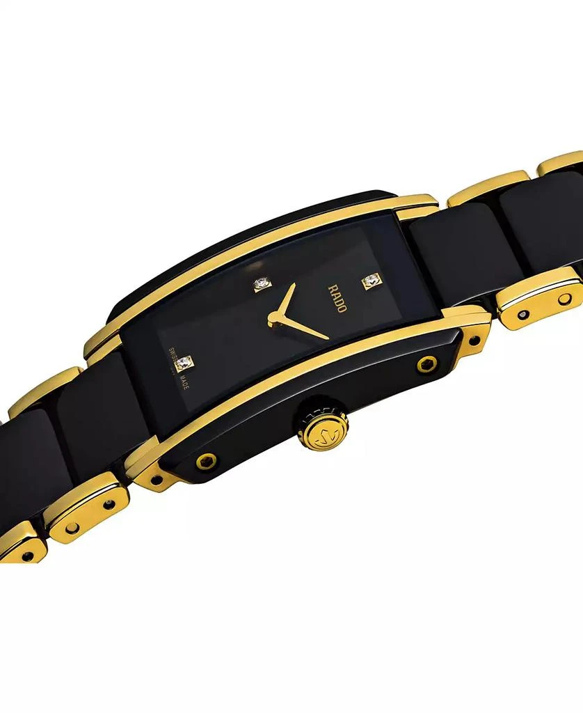 Rado Women's Swiss Integral Diamond Accent Black Ceramic & Gold-Tone Stainless Steel Bracelet Watch 23x33mm R20845712 2