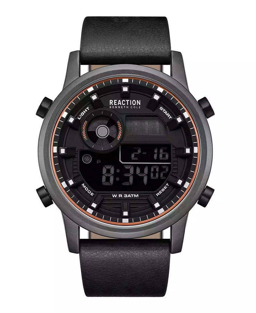 Kenneth Cole Men's Digital Black Synthetic Leather Strap Watch, 46mm 1