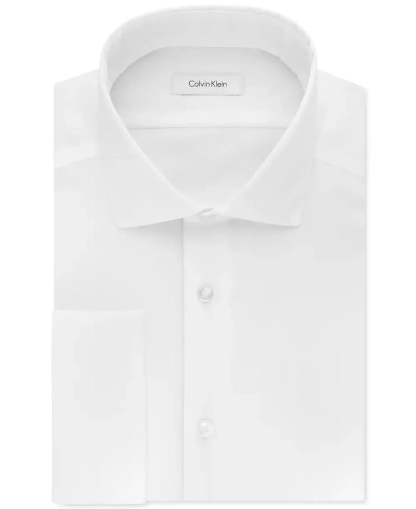 Calvin Klein Men's Slim-Fit Non-Iron Herringbone French Cuff Dress Shirt 4