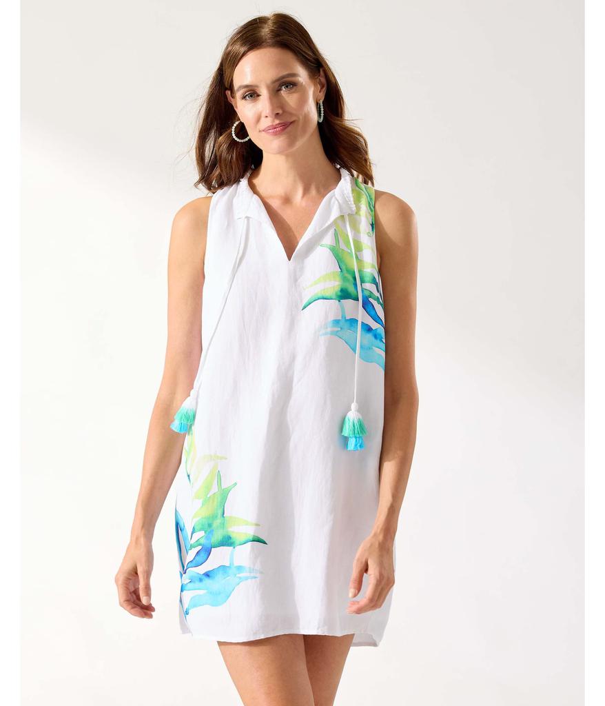 Tommy Bahama Island Cays Seafronds Engineered Split-Neck Dress