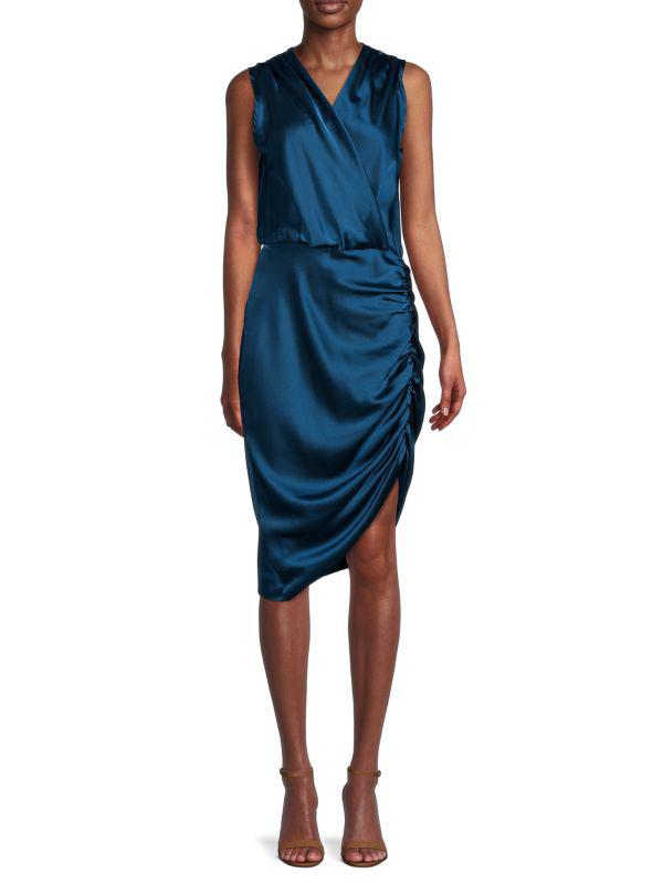 Renee C. Ruched Satin Blouson Dress