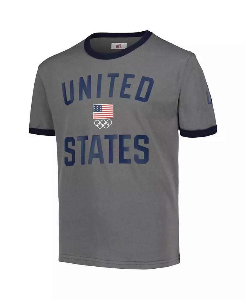 Outerstuff Big Boys and Girls Gray Team USA Single Arc Ringer T-Shirt