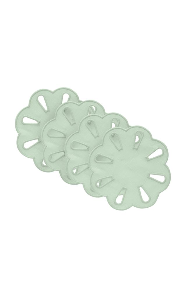MoDA Moda Domus - Set-of-Four Handcrafted Linen Coasters  - Green - Moda Operandi