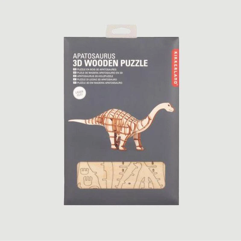 Kikkerland 3D Wooden Puzzle Apatosaurus Wood KIKKERLAND 1