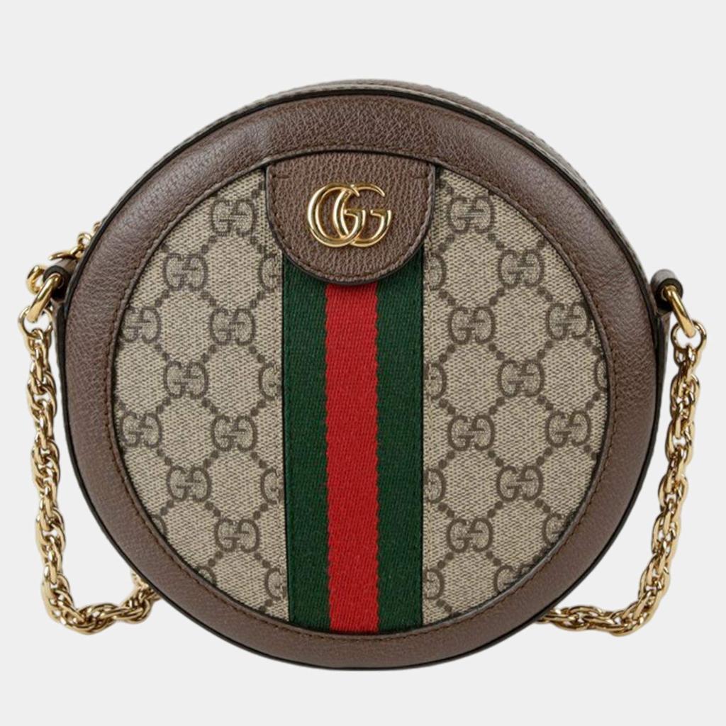 Gucci Gucci Mini GG Supreme Canvas Ophidia Round Shoulder And Cross Bag