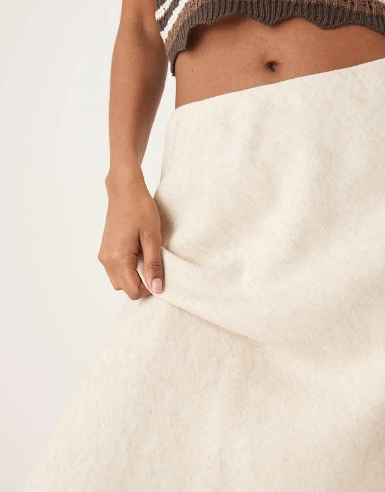 Abercrombie & Fitch Abercrombie & Fitch mid rise linen maxi skirt in oatmeal 5