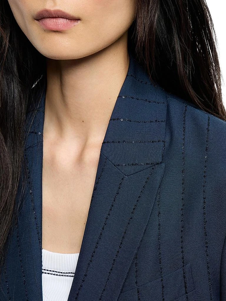 Brunello Cucinelli Dazzling Chalk Stripe Blazer with Monili 4