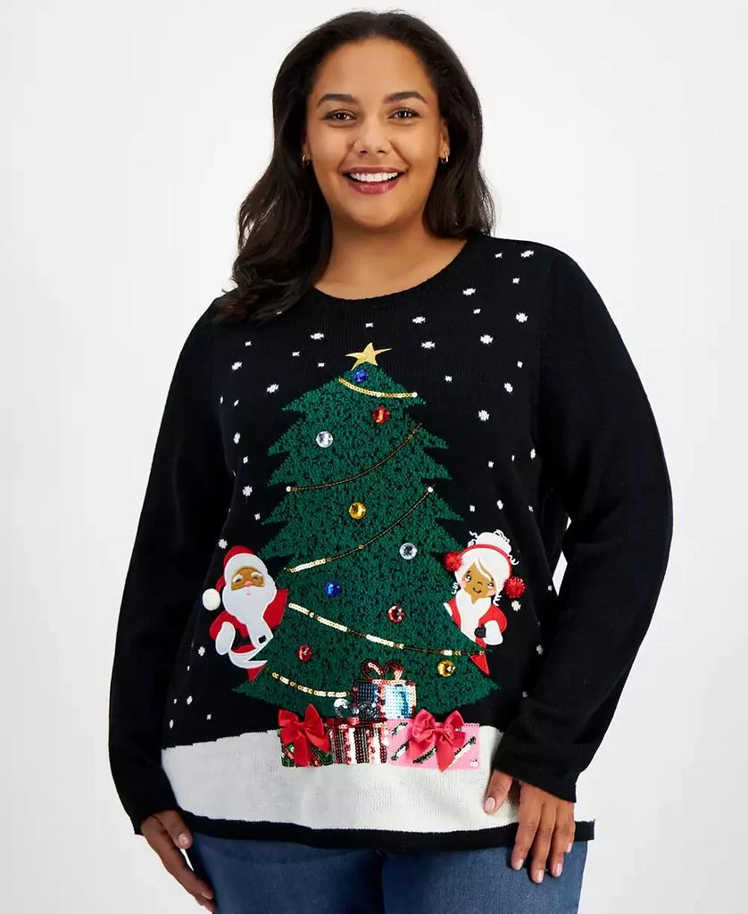 Holiday Lane Plus Size Mr. & Mrs. Claus Sweater, Created for Macy's 1