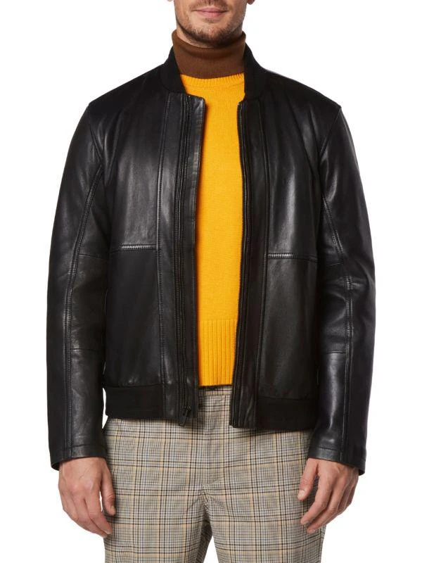 Andrew Marc Macneil Lambskin Leather Bomber Jacket 3