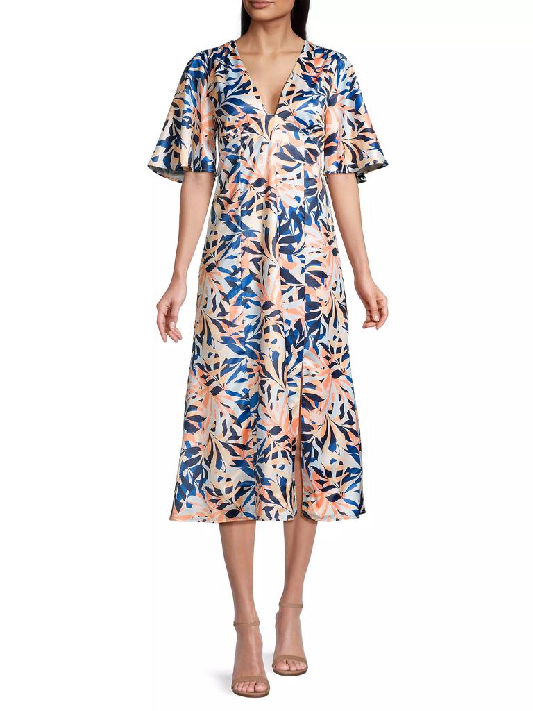 Laundry by Shelli Segal Tropical-Print Midi-Dress