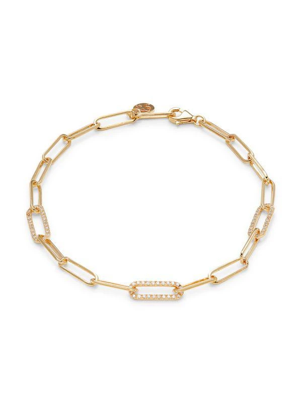 Effy Goldplated Sterling Silver & 0.28 TCW Diamond Paperclip Bracelet 1