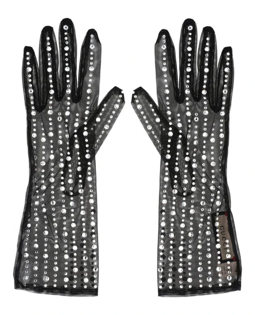 Gucci Crystal Embellished Mesh Gloves 1