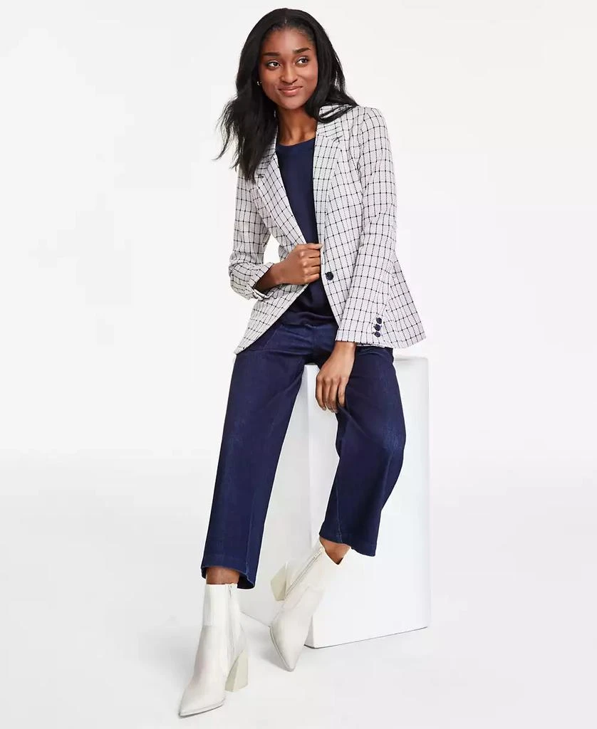 Liverpool Los Angeles Women's Check Fitted Notch-Collar Blazer 6