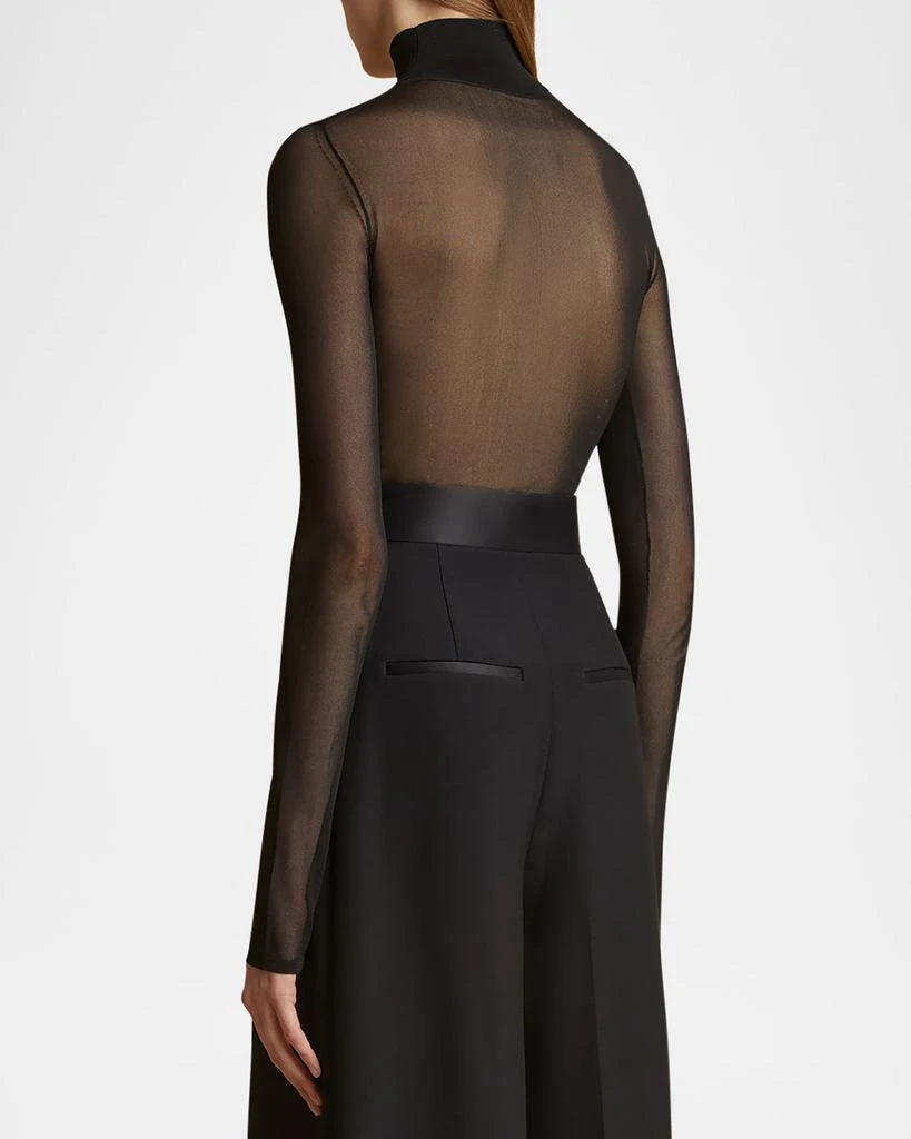 Khaite Tallin Sheer Mesh Turtleneck Bodysuit 3