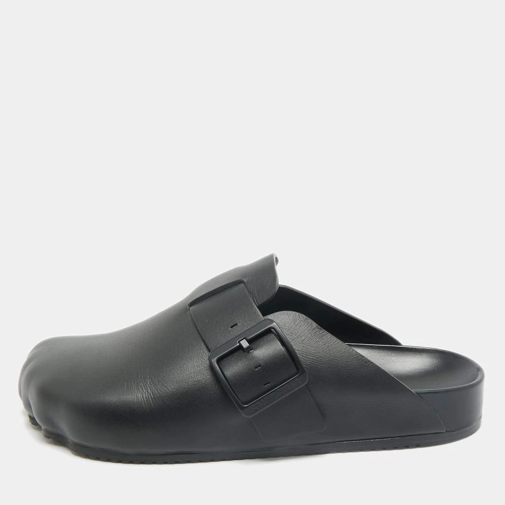Shop Balenciaga Black Leather Buckle Sunday Flat Mules Size  display picture 1