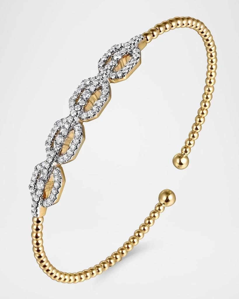 Gabriel 
Co 14K Yellow Gold Bujukan Bead Cuff Bracelet with Diamond Pave Links 3