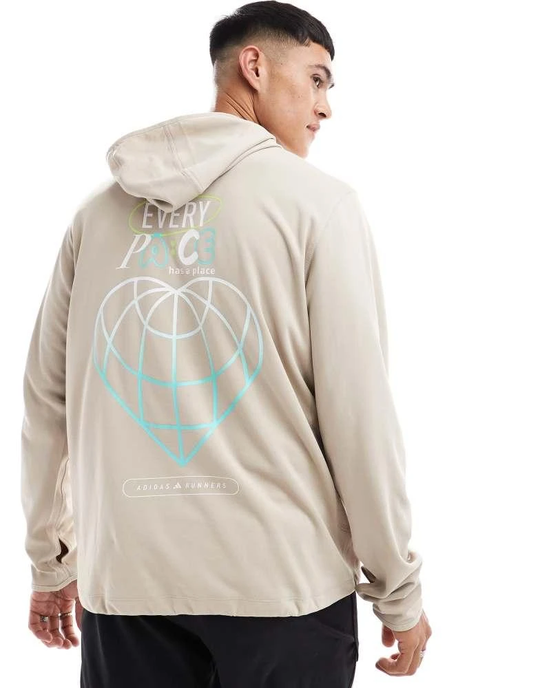 Adidas adidas Running Own The Run hoodie in beige 1