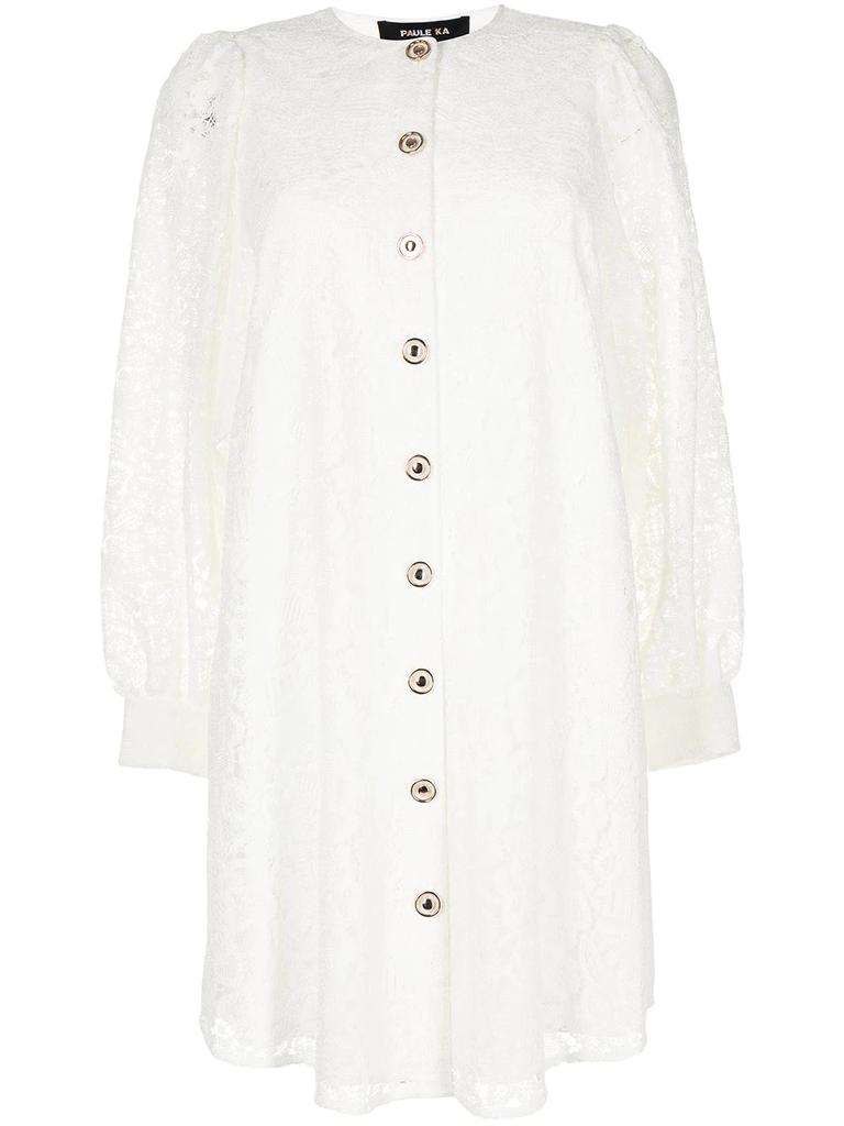 Paule Ka floral-lace button-up dress - women -  -  - White