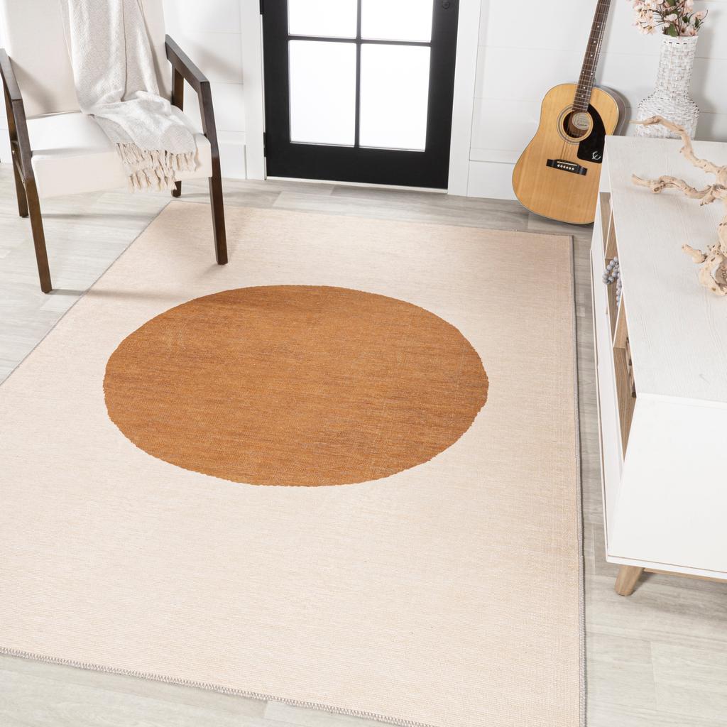 JONATHAN Y Cirkel Minimalist Geometric Dot Machine-Washable Cream/Rust Area Rug