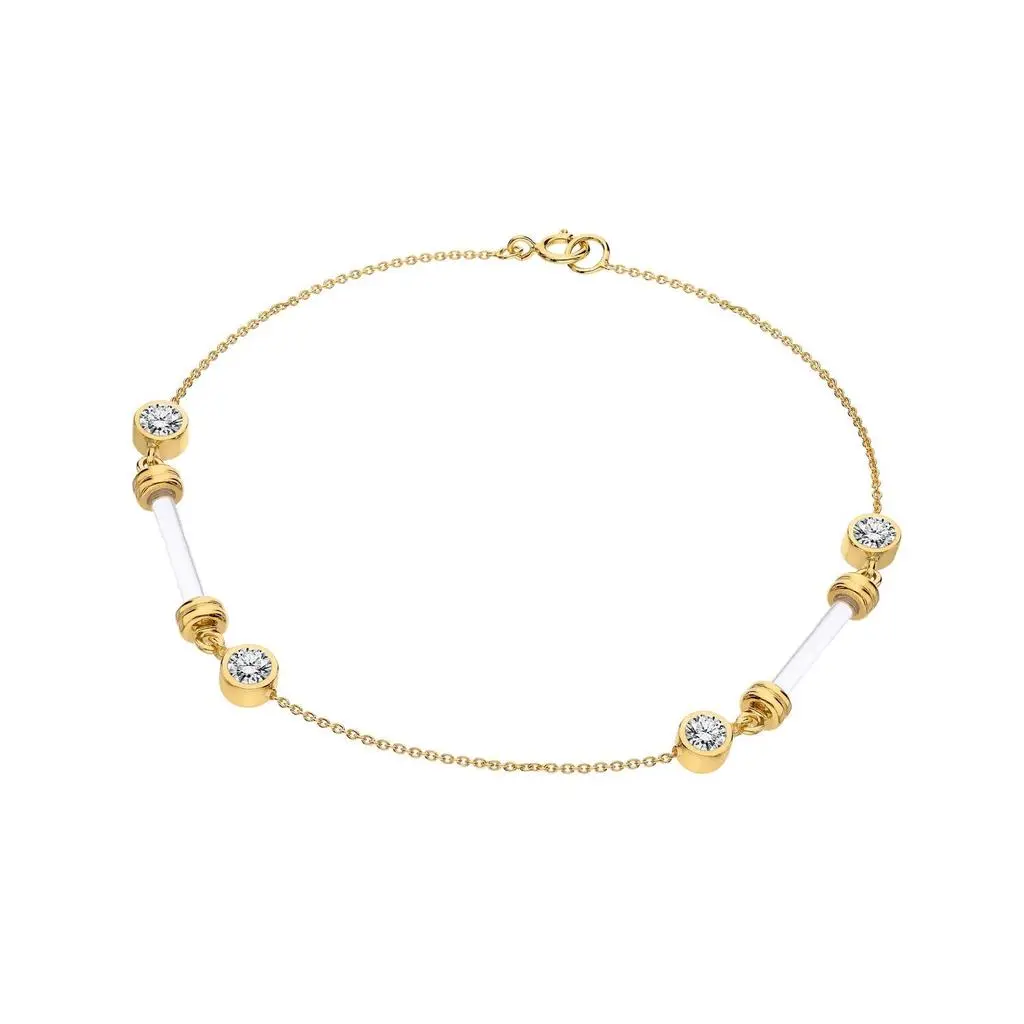 Gold & Honey Gold & Honey - Women's Ultra Dainty Bar And Cz Lucite Bracelet