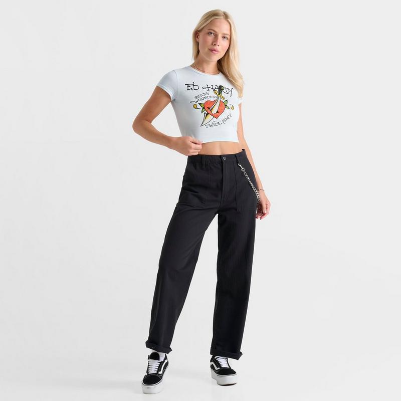 Ed Hardy Women's Ed Hardy Rhinestone Twice Shy Baby T-Shirt