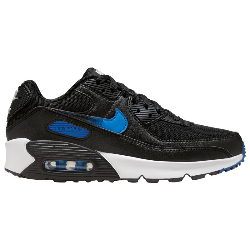 Nike Nike Air Max 90 Boys Grade School Black Photo Blue Court Blue 07.0 Baby Kids Free Shipping BeyondStyle