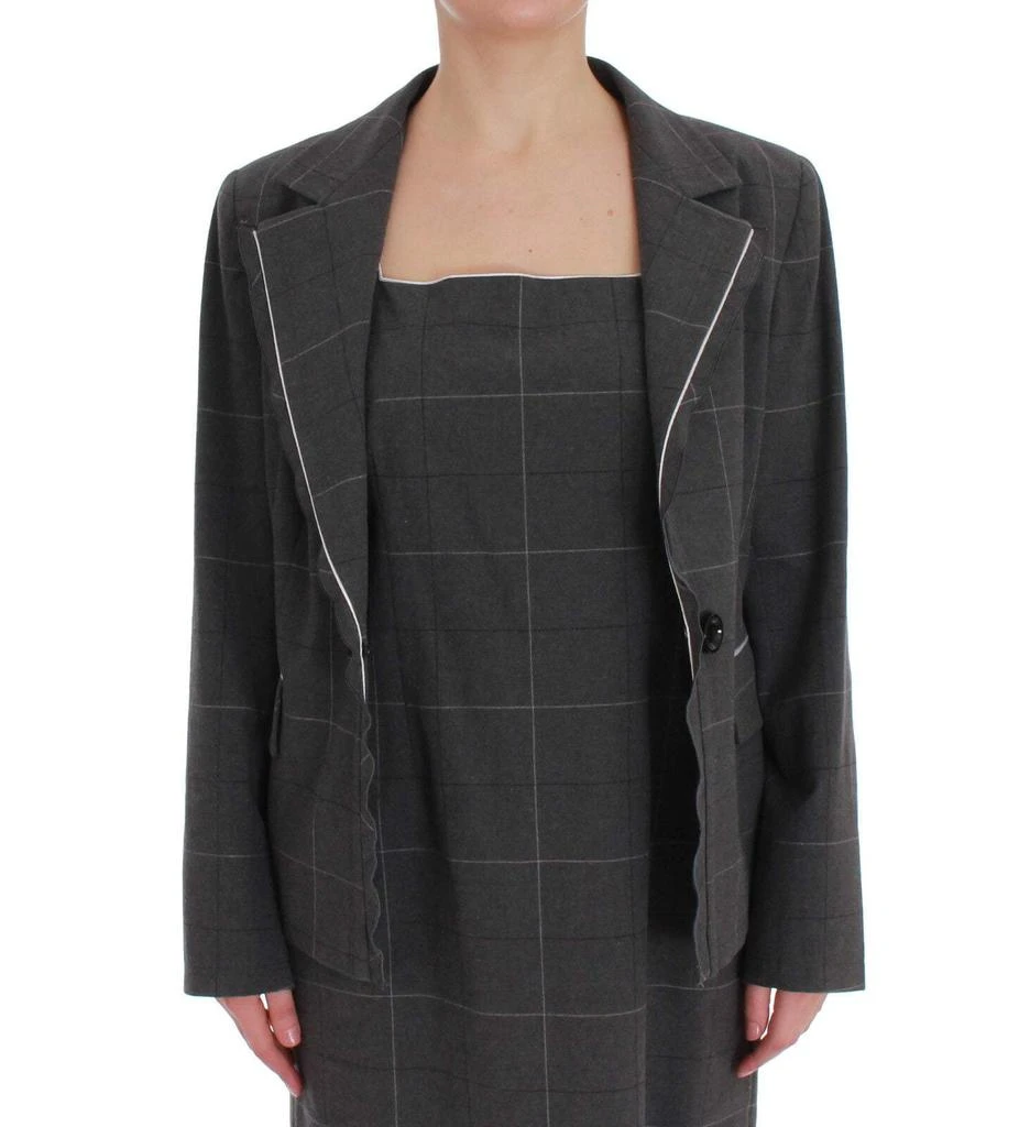 BENCIVENGA BENCIVENGA Gray Checkered Cotton Blazer Dress Set Suit 6