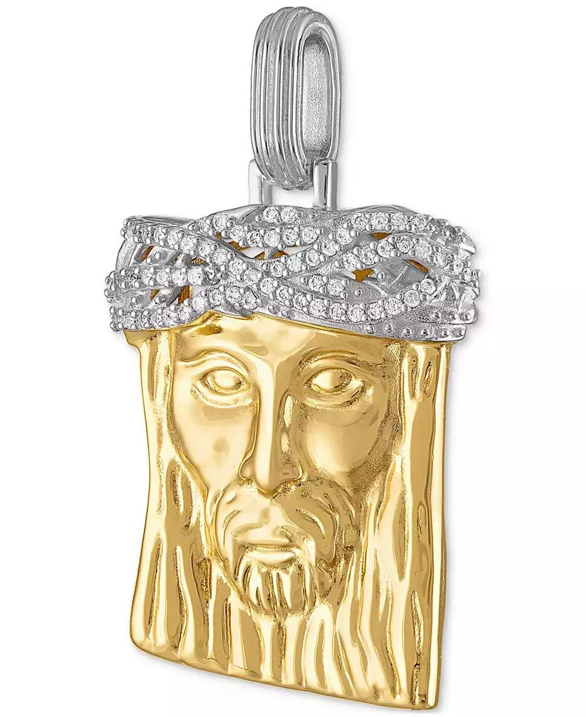 Esquire Men
s Jewelry Cubic Zirconia Jesus Portrait Pendant in Sterling Silver
14k Gold-Plate, Created for Macy
s 2