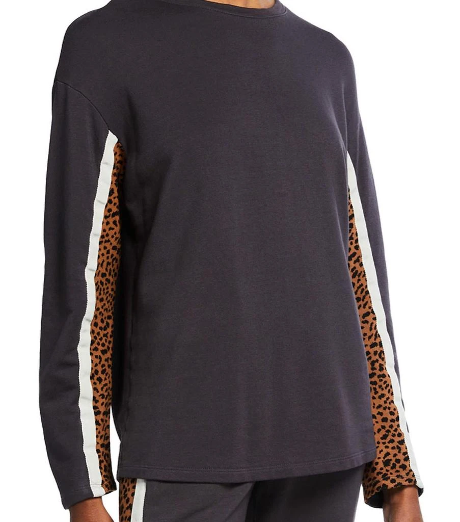 Monrow Paneled Mini Leopard Sweatshirt In Faded Black 1