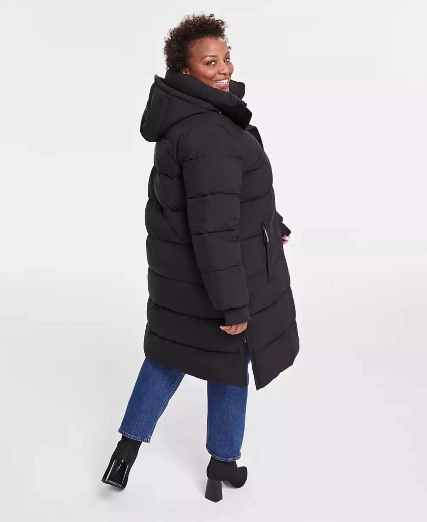 BCBG Plus Size Hooded Pillow-Collar Puffer Coat 2