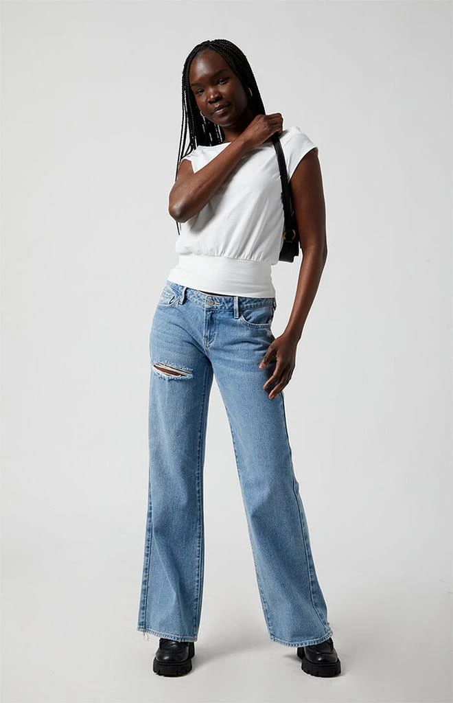 PacSun Zoe Low Rise Girlfriend Jeans Ripped Medium Indigo 2