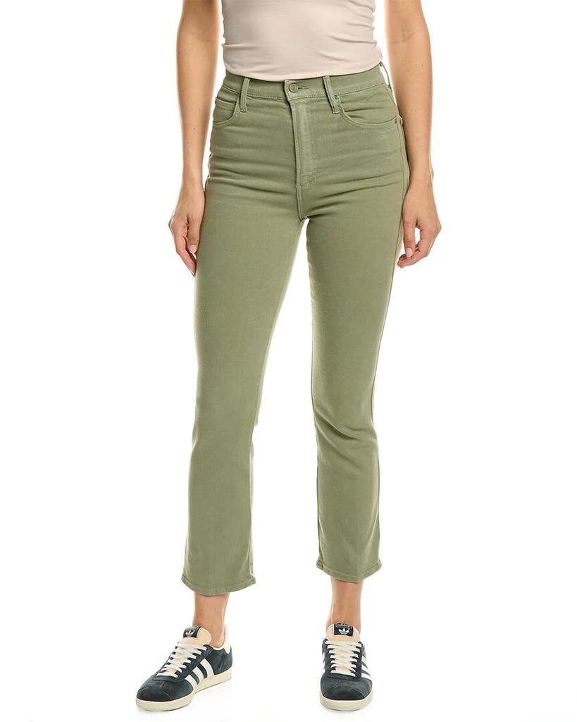 Mother MOTHER High-Waisted Smokin' Double Ankle Oil Green Flare Jean 1