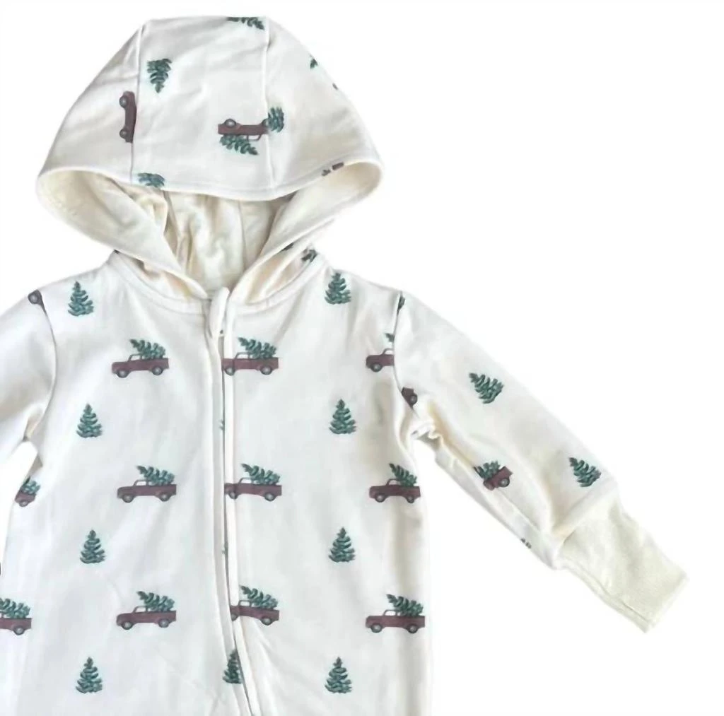 babysprouts Babysprouts - Boys Christmas Truck Zip Bamboo Romper 2