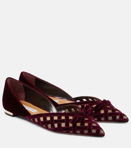 Aquazzura Romance D'Orsay velvet and mesh flats 1